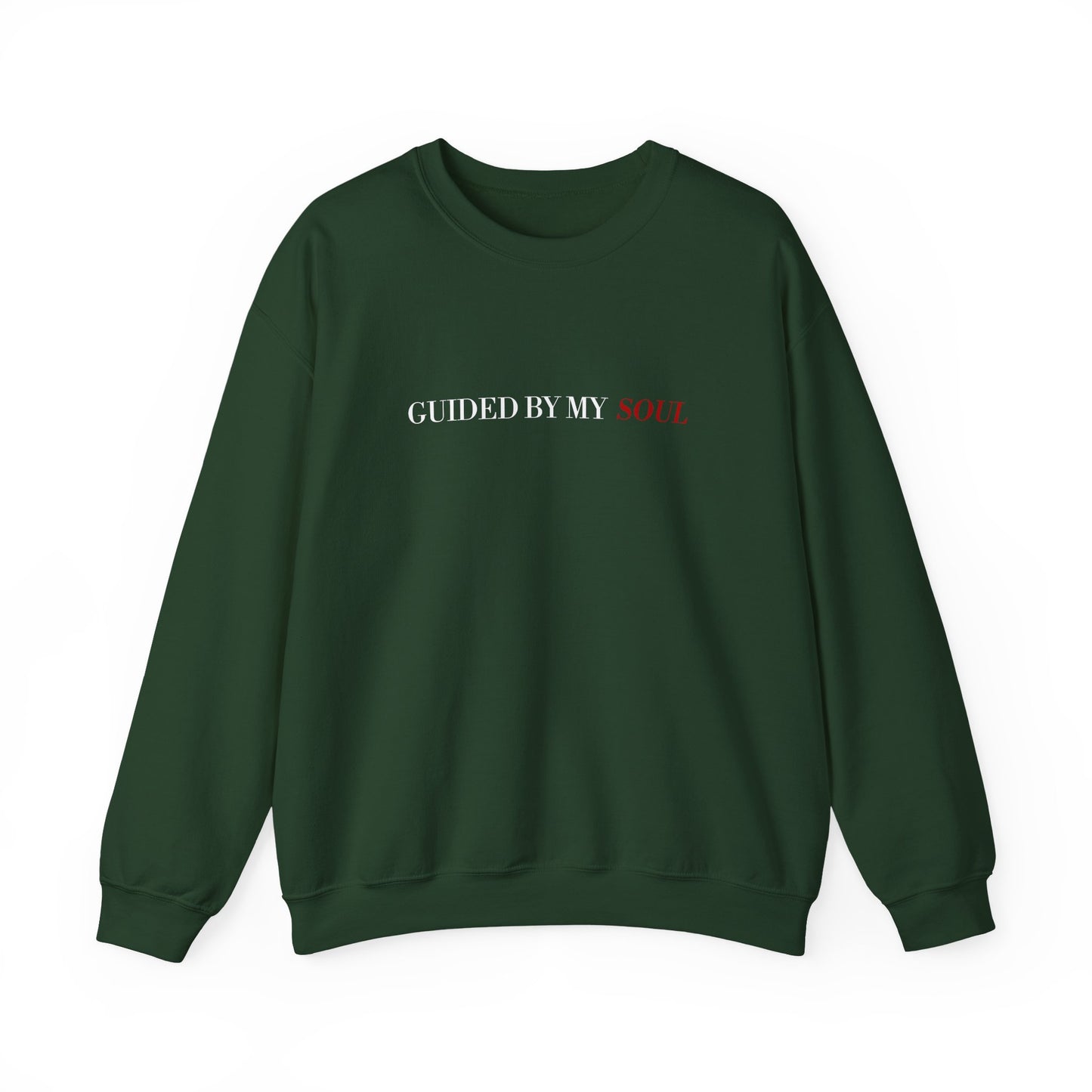 Crewneck Sweatshirt — "Guided by My Soul" Minimal Spiritual Quote