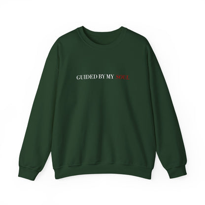 Crewneck Sweatshirt — "Guided by My Soul" Minimal Spiritual Quote