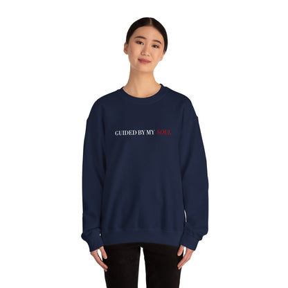 Crewneck Sweatshirt — "Guided by My Soul" Minimal Spiritual Quote
